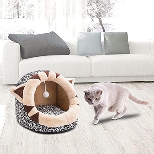 Cama de gato magideal para gatos internos, com brinquedos pendurados Anti -Slip Bottom Pet Soft House para Kitten, 48x52x39cm