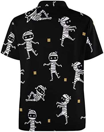 Baikutouan Halloween Mummy Men's Golf Polo-Shirt Sleeve Jersey Tees Casual Tennis Tops