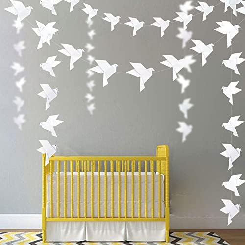 150pcs 10strings de origami branco pombas guirlandas para decorações de festa de casamento