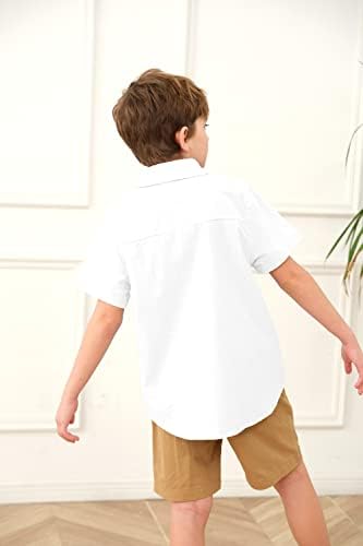 Meninos Button Down Dress Shirts Classic Collook Summer Summer Manga Camiseta Sólida Tops de algodão sólido