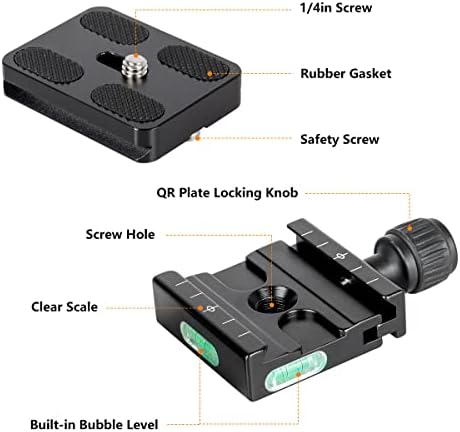 Koolehaoda 50mm Adaptador de grampo de placa de liberação rápida compatível com o estabilizador de cabeça de tripé do