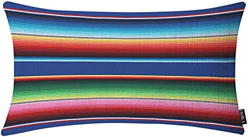 Ekobla mexicana de sotaque colorido tampa de travesseiro de listras Padrão Party Cinco de Mayo étnico mexicano decorativo