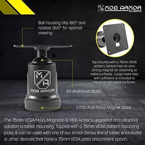 Mob Armour 75mm VESA Maxx Montagem magnética, compatível com a linha de armaduras de gabinetes de tablets, placa