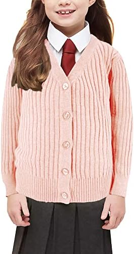 Inkoff Big Girl Uniforme Cardigan Cotton V de pescoço de pescoço de manga longa para baixo xs-xl