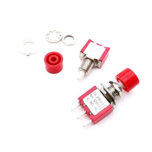 6mm vermelho 3pin DS-612 Redefinir botão de bloqueio gratuito interruptor de balanço 2A250V 5A120V C-NO-NC TOGLGL SWITCH MTS-102M