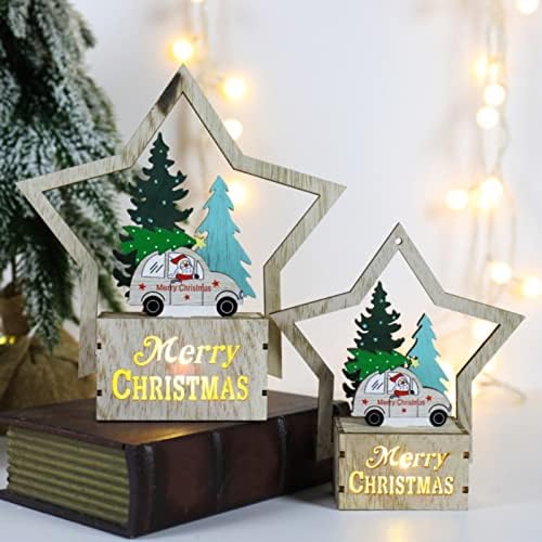 XIOS Decoração de Natal de Natal Luminous Wooden Ornamentos Decoração LED LED LUZ