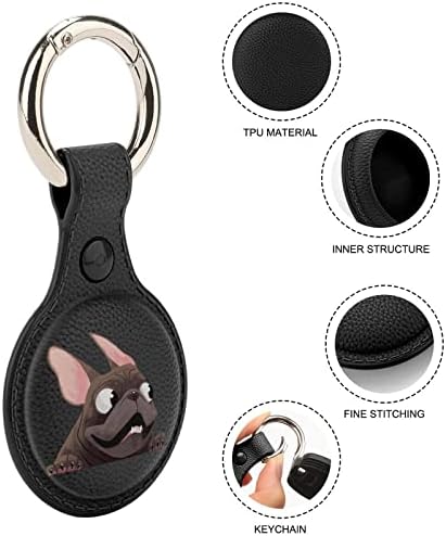 Caso francês de tpu bulldog para airtag com o chaveiro de proteção contra tags de tags de tags de ar para o suporte