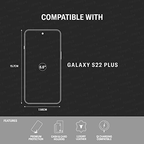 Torro telefonia compatível com Samsung Galaxy S22 mais 5G - Qualidade, cobertura de couro genuína com slots de cartas e suporte