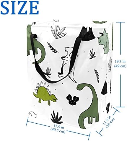 Mão desenhada de dinossauro fofo estampa de dinossauro cesto de lavanderia, cestas de lavanderia à prova d'água de 60L