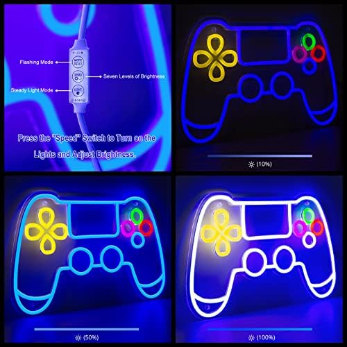 Sinal de neon do jogador, forma de led de gamepad decoração de parede de led, controlador de jogo signo de neon para