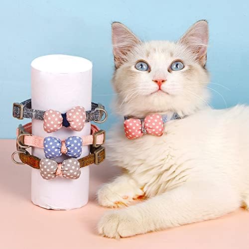 Colar de gato com gravata borboleta, colar de gatinho para gatinhos para cães pequenos e gatos de segurança de segurança de coelho