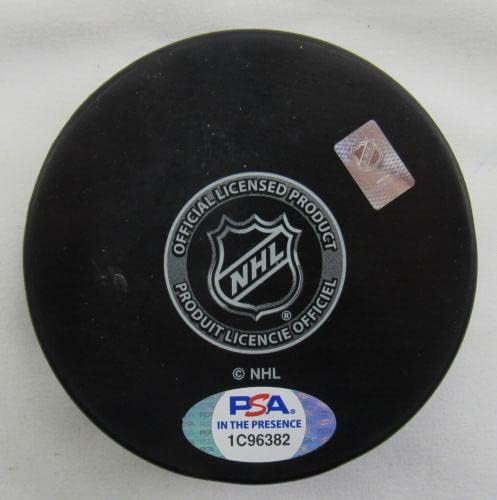 Martin St Louis assinado Autograph Lightning Logoty Hockey Puck com insc psa/DNA - Pucks NHL autografados