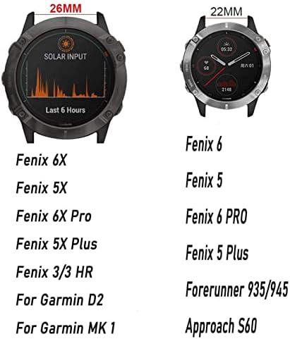 Axti Silicone 26mm 22mm Relógio rápido Band para Garmin Fenix ​​6 6s 6x Pro 5x 5 5plus 3 hr 935 S60 assistir EasyFit Watch
