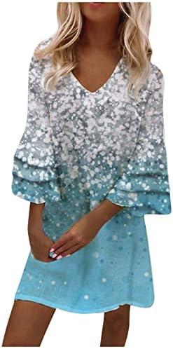 Vestido de suéter Nokmopo para mulheres Moda Feminina Temperamento Elegante de Coloque V 3/4 Mini Vestido Mini Mini