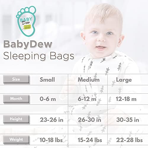 Baby Sack Sack, cobertor vestível de 6 a 12 meses, 0,5 tog saco de dormir de algodão premium com zíper de duas vias para