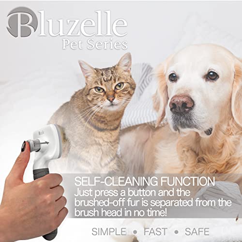 Bluzelle Brush de cuidados com animais de estimação auto-limpante, pente de limpeza adequado para a pele para cabelos curtos e cabelos