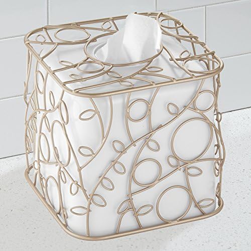 Idesign Twigz Decorative Steel Tissue Caixa - 6,2 x 6,2 x 6 , White/Pearl Champagne