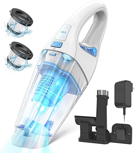 FUOAYOC Vacuum portátil, mini a vácuo sem fio de mão, com sucção poderosa, vácuo portátil recarregável com luz LED para o escritório