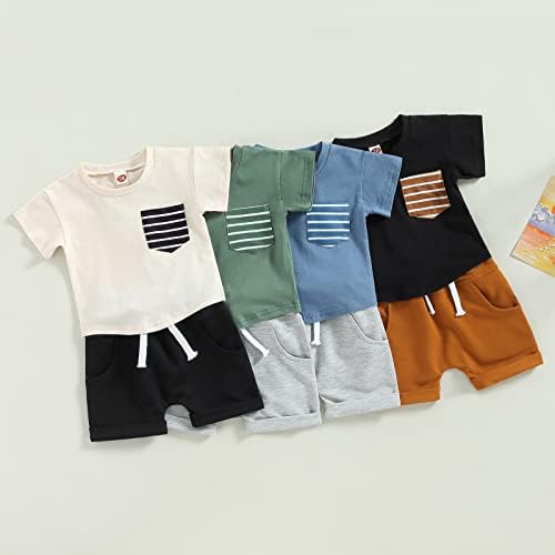Lzcyilanxiulsl criança bebê menino roupas de verão roupas de manga curta tshirts listrada top e shorts casuais roupas