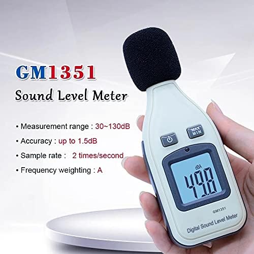 SDFGH Digital Sound Level Meter Decibel Logger Tester GM1351 30-130dB Ruído em decibéis Tester de analisador LCD