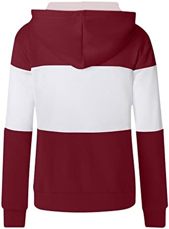 Dnuri Color Block Sweatshirt Para mulheres com zíper de goleado Cardigan Cardigan Sports Sports Sports Longo Capuz