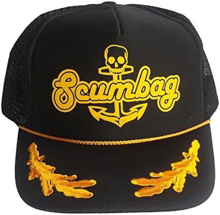 Black Capitão Gold Scumbag Scumbag Anchor Mesh Trucker Hat Top Snapback