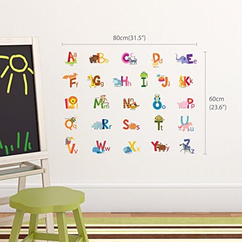 Decowall DS-8002 Animal Alfabeto Crianças Adesivos de parede Decalques de parede Aparece e colar adesivos de parede removíveis para