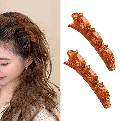 Clipes de cabelo trançados para mulheres, clipe de pato de gancho com 3 clipes pequenos, barrette de cabelo de cabelo trançado
