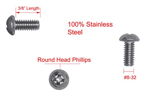 #8-32 x 3/8 Phillips Round Head Machine parafuso, rosca grossa, 18-8 aço inoxidável, por conta-gotas de parafuso