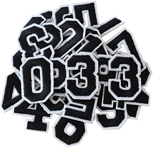 Gygyl 30 peças ferro em números remendos, manchas de números pretos, números de 0 a 9 para roupas, vestido, chapéu, meias,