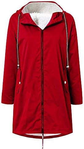 Jaquetas de chuva para mulheres à prova d'água com forro de lã Plus Size Size Capuz da capa de chuva leve à prova de vento