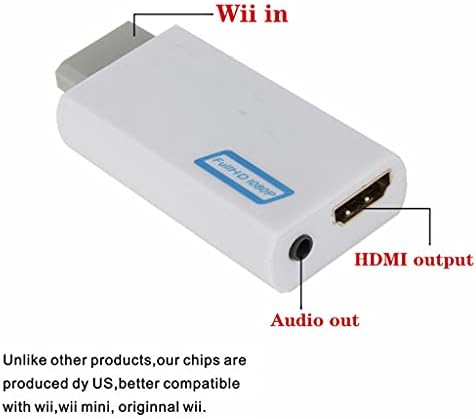 BHVXW Wii para converter Full 1080p Wii 2 Audio de 3,5 mm para PC HDTV Monitor Display para adaptador