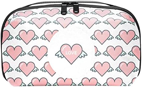 Sacos de cosméticos à prova d'água, corações voadores rosa adoram viajar sacos cosméticos, sacos de maquiagem portáteis multifuncionais,