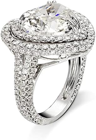 925 prata esterlina prata brilhante anel de diamante completo 18k anéis de coquetel dourado em forma de coração Cubic zirconia promessa