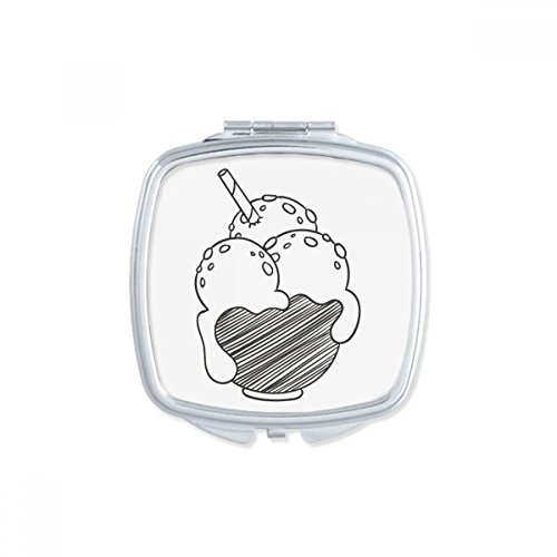 Black Bowl Biscoits Bola Ice Ball Square Mirror Portátil Compact Pocket Maquia