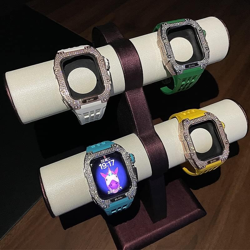 Kit de modificação de relógios Ekins para Apple Watch 6 5 4 SE 44mm Case de titânio+alça de viton, estojo de luxo e kit de modificação