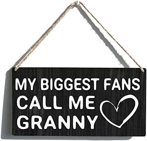 Granny Sign Gift Farmhouse Meus maiores fãs me chamam de vovó de madeira pendurada placa placa decoração de arte de parede rústica