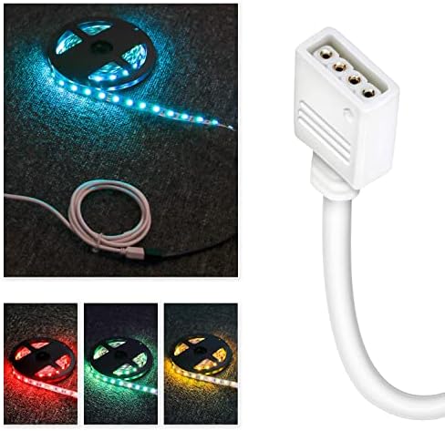 Nelyeqwo 4 pacote 2m 6,5 pés RGB Extensão do cabo LED Conector de tira de 4 pinos Kit de cabos de listra sem solda com 8 pacote de 8 pacote macho conector para 5050 3528 RGB LED LUZ