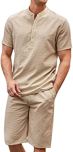 BMISEGM Mens ternos grandes e altos de manga curta algodão e camiseta solta moda casual de duas peças homens homens