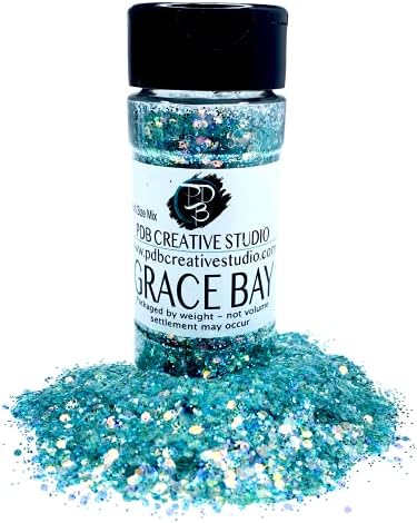 Grace Bay - Glitter Mix de tamanho múltiplo personalizado - glitter para arte, epóxi, copos personalizados, resina, unhas,