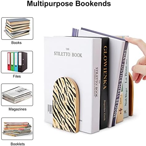 Tiger Skin Pattern Wood Livro de 2 PCs Livros de madeira não deslizantes para decoração de escritório em casa Livros