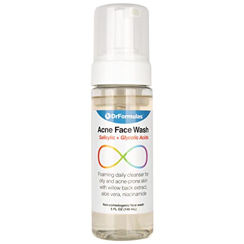 Drformulas Face Wash para pele oleosa com tendência a acne com ácido salicílico, vitamina C e óleo da árvore do