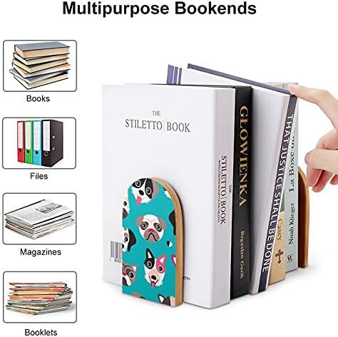 Pug Dalmatian Husky Livro termina para prateleiras Holdren Booknds Holder for Heavy Books Divisher Modern Decorative 1 par