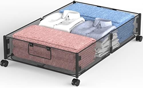 Vygrow sob recipientes de armazenamento, armazenamento sob a cama com rodas, organizador de sapatos debaixo da cama com alças, montagem