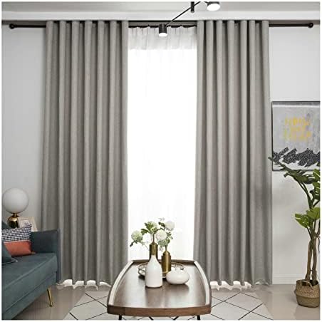 Cortinas de knbob 40x63 polegadas para sala de estar elegante e bege cortinas de cozinha linho de cor sólida cortinas de blackout