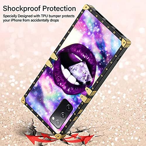 Compatível com a caixa da Samsung Galaxy S20 Fe 5g, Purple Diamond Lips Lips coloridos nebulosa Decoração de ouro de luxo para
