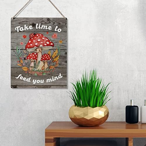 Sinais de presentes inspirados levam tempo para alimentar você Mind Wooden pendurado sinal de arte rústica Wall Home Banheiro decoração 10 x 8 polegadas