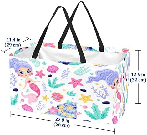 Reutilizável Shopping Shopping Mermaid Starfish Shell portátil dobrar sacolas de piquenique