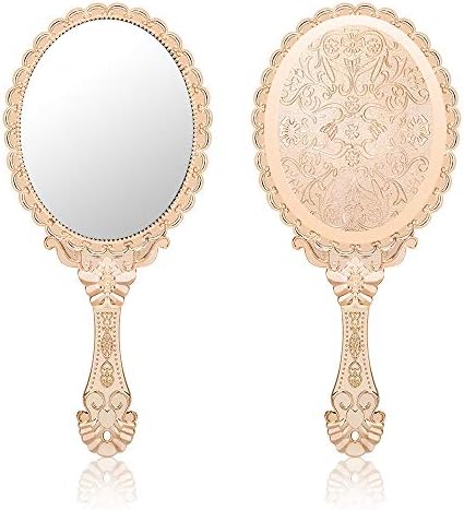 Espelho de mão dolovemk espelho de mão vintage com alça com alça de maquiagem de maquiagem de maquiagem de maquiagem