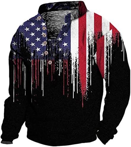 BMISEGM Mens camisa masculina Moda Independence Day Bandões impressos Botões de colarinho de camisa de camiseta camisa